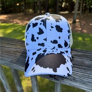 Stylish Cow Print Ponytail Hat